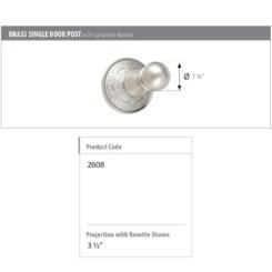 Emtek 2608 Traditional Brass Single Hook with Brass Wilshire Rosette (US15)