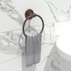 Emtek 2601 Traditional Brass Towel Ring with Brass Rope Rosette (US10B)