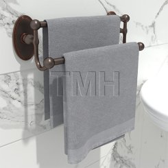 Emtek 26031 Traditional Brass Double Towel Bar with Brass Oval Rosette (US10B)