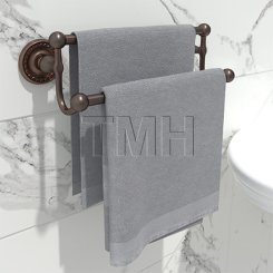 Emtek 26031 Traditional Brass Double Towel Bar with Brass Rope Rosette (US10B)