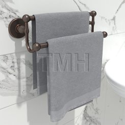 Emtek 26031 Traditional Brass Double Towel Bar with Brass Watford Rosette (US10B)