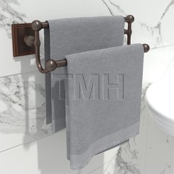 Emtek 26031 Traditional Brass Double Towel Bar with Brass Wilshire Rosette (US10B)