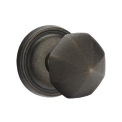 Emtek Octagon Knob, Lost Wax Cast Bronze Handleset, Passage, #11 Rosette, Flat Black Bronze (FB)