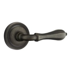 Emtek Octagon Lever, Lost Wax Cast Bronze Handleset, Passage, #11 Rosette, Flat Black Bronze (FB)