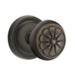 Emtek Petal Knob, Lost Wax Cast Bronze Handleset, Passage, #11 Rosette, Flat Black Bronze (FB)
