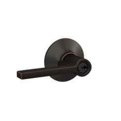 Schlage Latitude Door Handle, Mechanical Door Locks, ND Series, Keyed, Double Cylinder Function, Faculty Restroom Lock, Flat Black Finish
