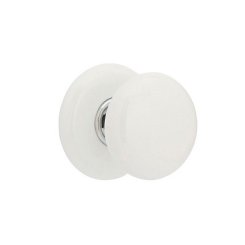 Emtek Ebony Door Knob, Porcelain, Passage, Porcelain Rosette, Polished Brass - Lifetime (US3) Finish