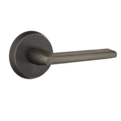 Emtek Lariat Lever, Sandcast Bronze Leverset, Passage, #1 Rosette, Flat Black Bronze (FB)