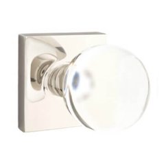 Emtek Bristol Glass Door Knob, Modern Glass Knobset, Passage, Modern Rosette, Satin Brass (US4) Finish