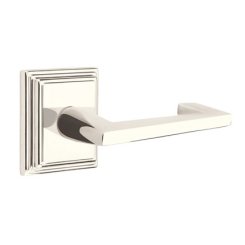 Emtek Argos Door Handle, Modern Designer Brass, Passage, Modern Rosette, Satin Brass (US4) Finish