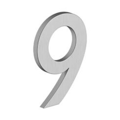 Deltana Stainless Steel Modem Numbers, B Series with Riser, No"9" Digit Flat Black (US19) Finished