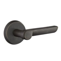 Emtek Aurora Lever, Sandcast Bronze Leverset, Passage, #1 Rosette, Flat Black Bronze (FB)