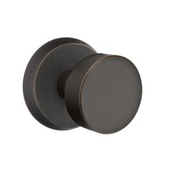 Emtek Round Knob, Sandcast Bronze Door Knob, Passage, #1 Rosette, Flat Black Bronze (FB)