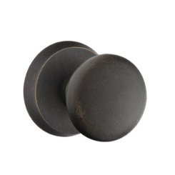 Emtek Winchester Knob, Sandcast Bronze Door Knob, Passage, #1 Rosette, Flat Black Bronze (FB)