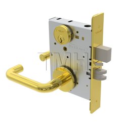 Schlage L Series, 03 Door Handle, Escutcheon, Non-Keyed, Bright Brass Finish