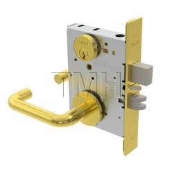 Schlage L Series, 03 Door Handle, Escutcheon, Non-Keyed, Bright Brass Finish