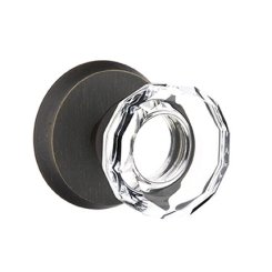 Emtek Lowell Glass Knob, Sandcast Bronze Door Knob, Passage, #1 Rosette, Flat Black Bronze (FB)
