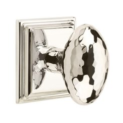 Emtek Hammered Egg Door Knob, Modern Designer Brass, Passage, Modern Rosette, Satin Brass (US4) Finish