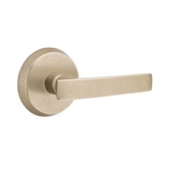 Emtek Yuma Sandcast Bronze Leverset, Passage with #6 Rosette in Tumbled White Bronze (TWB) Finish