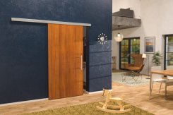 Hafele Slido Classic 50-P to 120-P Hardware Set, Wood Doors up to 265 Lbs, With Double Soft Close, Surface Mounted - NOT ACTIVE