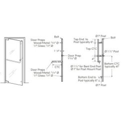Rockwood LP3301 Full Height with Horizontal Push/Pull Bar, Bolts UP, Bent End