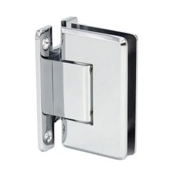 FHC Preston Adjustable Beveled Wall Mount Hinge for Shower Doors - Full Back Plate, Satin Nickel (US15) Finished