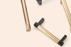 Emtek SELECT Mix-Match Finish Cabinet Pull with Rectangular Stem and Smooth Bar, 3-1/2" - 12" CTC Length