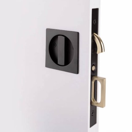 Emtek 2184 - 2186 Square Pocket Door Mortise Lock - All Functions, Brass