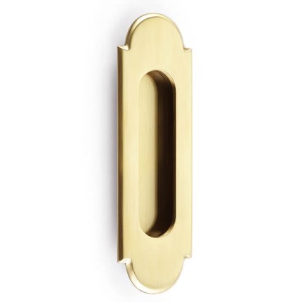 Emtek #2206 Brass Flush Door Pulls - #8 Classic Curved Design Satin Brass (US4) Finished