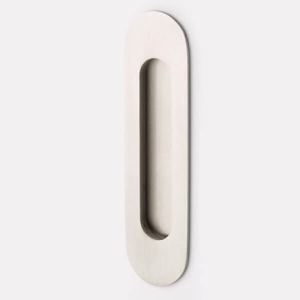 Emtek #2212 Narrow Oval Flush Pull in #15 Satin Nickel Finish