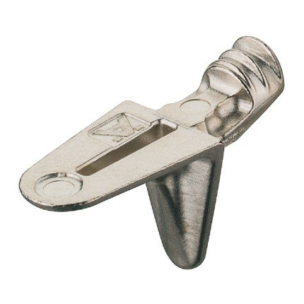 Hafele Shelf Support with 3 Wedged Ribs, for 13/64" (5 mm) Diameter Hole, Nickel Plated