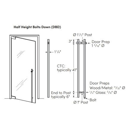 Rockwood LP3301 MegaTek Locking Pull System, Postmount - Round, Half Height