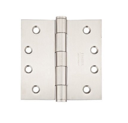 Emtek 4" stainless steal hinge with a square corner