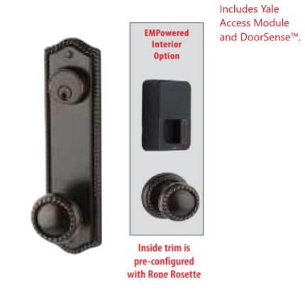 Emtek EMP7990 EMPowered™ Motorized SMART Lock with Rope Sideplate Locks, Keyed, 5-1/2 CTC