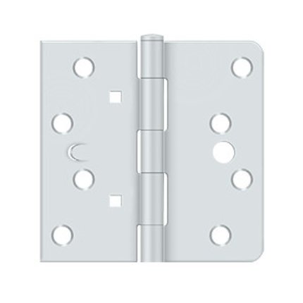 Deltana, Plain Bearing, Steel, Residential Grade, 5 Knuckle, Full Mortise Hinge, 4" x 4" x 1/4" Radius x Square Hinge