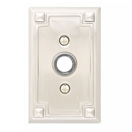 Emtek 2451 Doorbell Button with Arts & Crafts Rosette, 4" x 2-1/2" Dim.
