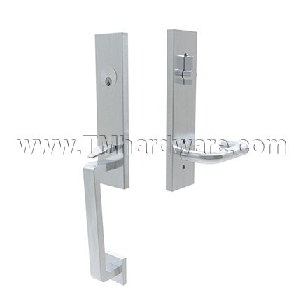 Emtek S40101CO Contemporary Stainless Steel Davos Tubular Entry Set with Cologne Lever