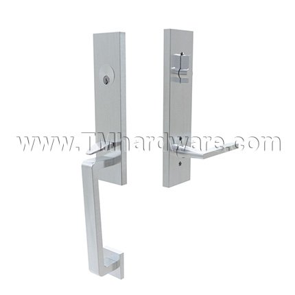Emtek S40101HL Contemporary Stainless Steel Davos Tubular Entry Set with Helios Lever