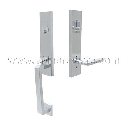 Emtek S40101HES Contemporary Stainless Steel Davos Tubular Entry Set with Hermes Lever