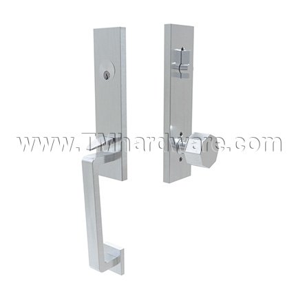Emtek S40101OK Contemporary Stainless Steel Davos Tubular Entry Set with Octagon Knob