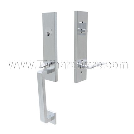 Emtek S40101PO Contemporary Stainless Steel Davos Tubular Entry Set with Poseidon Lever
