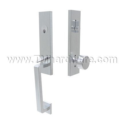 Emtek S40101RNK Contemporary Stainless Steel Davos Tubular Entry Set with Round Knob