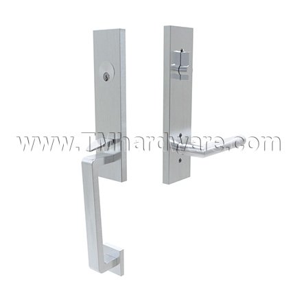 Emtek S40101STT Contemporary Stainless Steel Davos Tubular Entry Set with Stuttgart Lever