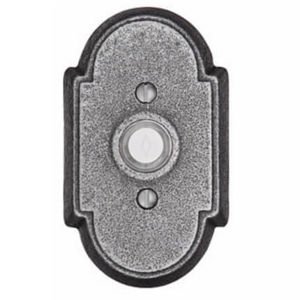 Emtek 2431 Wrought Steel Doorbell Button with #1 Rosette, 4-3/8" x 2-9/16" Dim.