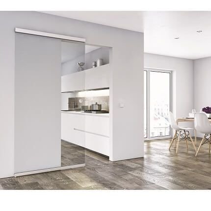 Hafele Slido Design 80-M Hardware and Track, For Glass Doors up to 176 Lbs