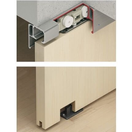 Hafele Slido Classic 160-O Hardware Set, Wood Doors up to 353 Lbs, Recessed, No Soft Close - NOT ACTIVE