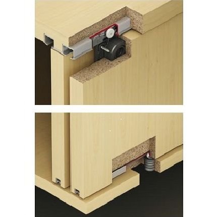 Hafele EKU Clipo 36H Inslide Sliding Hardware, For Inset By-Pass Doors, 79 LB Doors