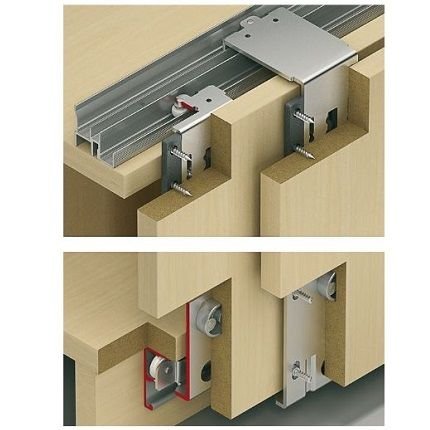 Hafele EKU Combino 35H Forslide System, For Overlay By-Pass, 2 or 3 Doors, 77 LB Doors