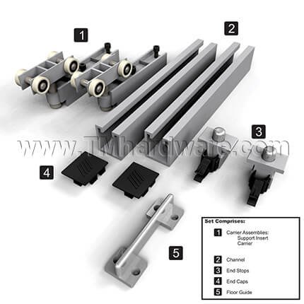 Hettich TopLine Grant SD Low Profile Sliding Hardware, Doors up to 150 Lbs.