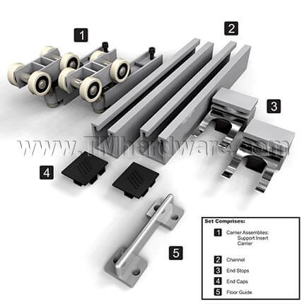 Hettich TopLine Grant XHD 9203730 Low Profile Sliding Hardware, Doors up to 500 Lbs.
